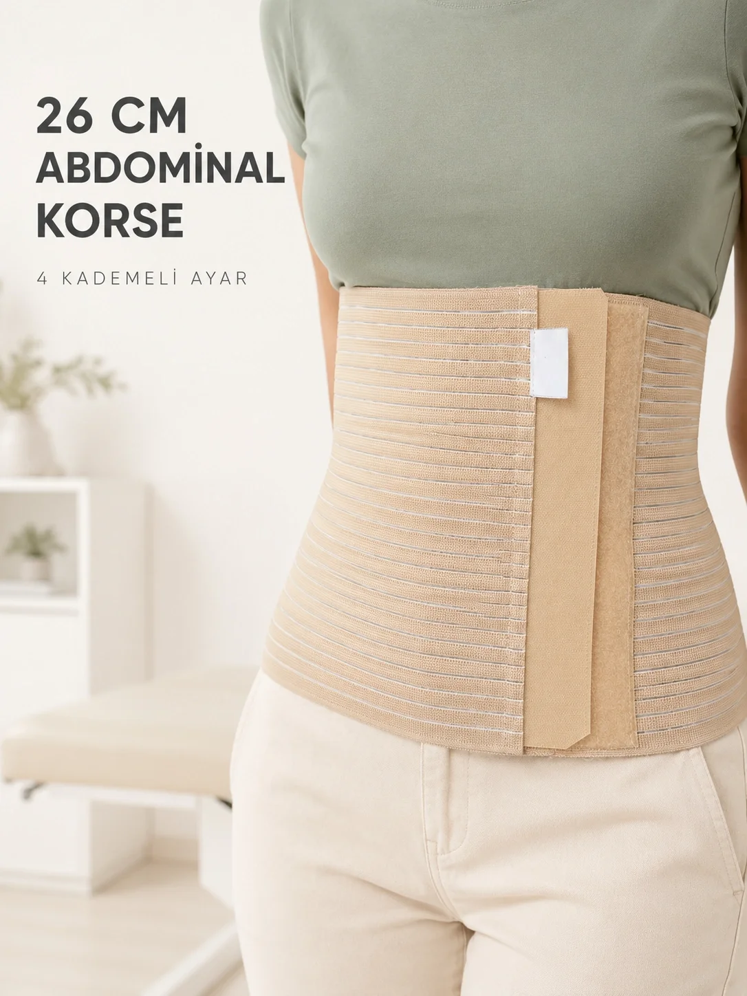 Abdominal Doğum Sonrası Korse 26 cm Geniş 4 Kademeli Cırtlı Ayarlanabilir Fiyatı, Yorumları ve Özellikleri