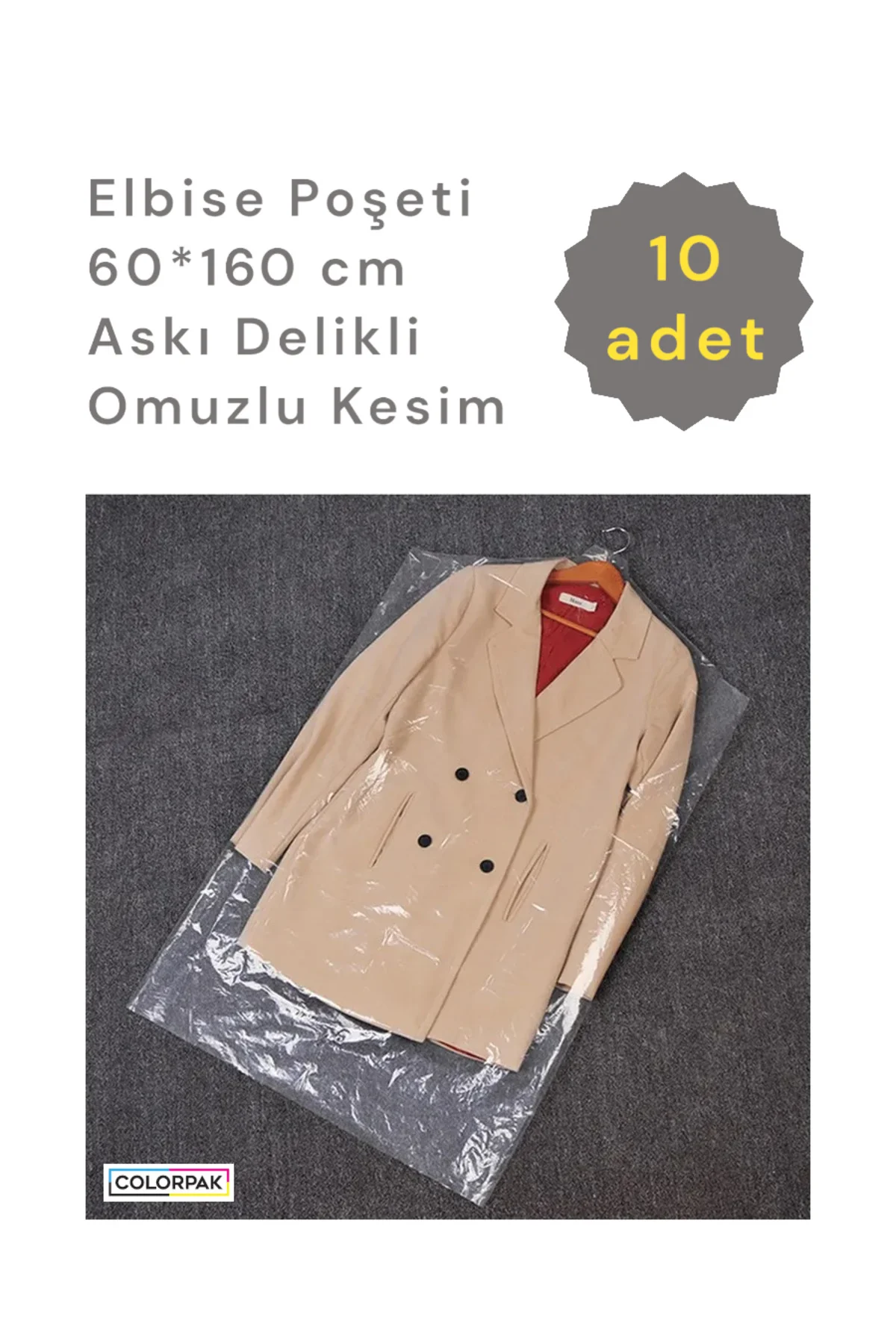 Abiye Gelinlik Pardesü Poşeti 60*160 CM Askı Delikli Omuzlu 10 AD