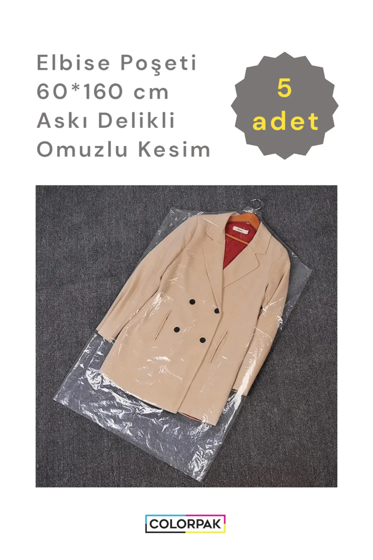 Abiye Gelinlik Pardesü Poşeti 60*160 CM Askı Delikli Omuzlu 5 ADE