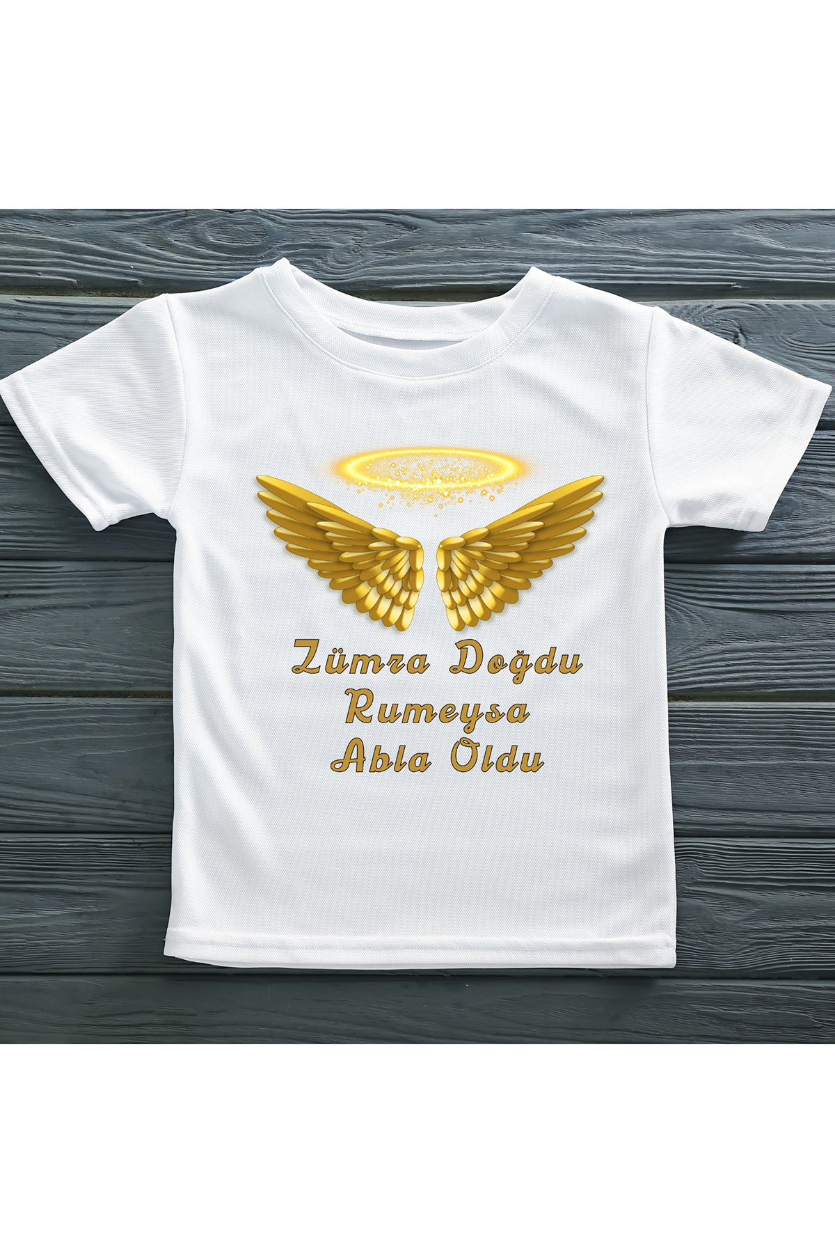 Abla Oldu Melek Kanatlı Yazılı Kişiye Özel Tişört