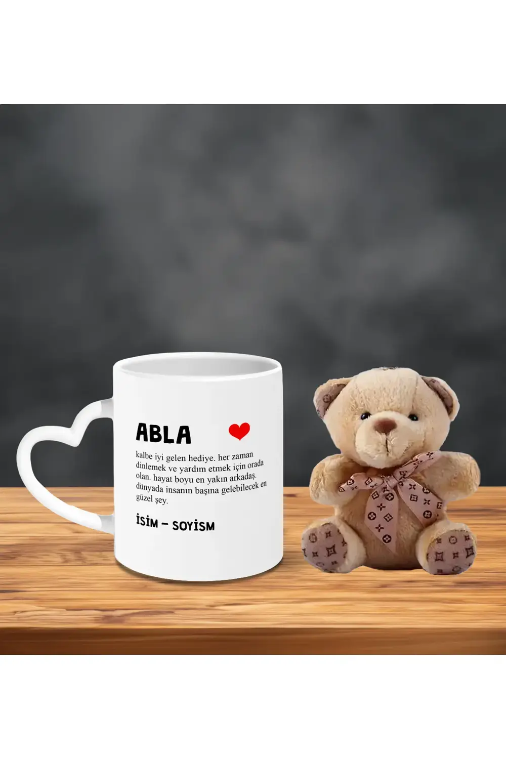 Ablaya Dogum Gunu Hediyesi Kişiye Özel Anlamlı Kalp Kulplu Kupa v