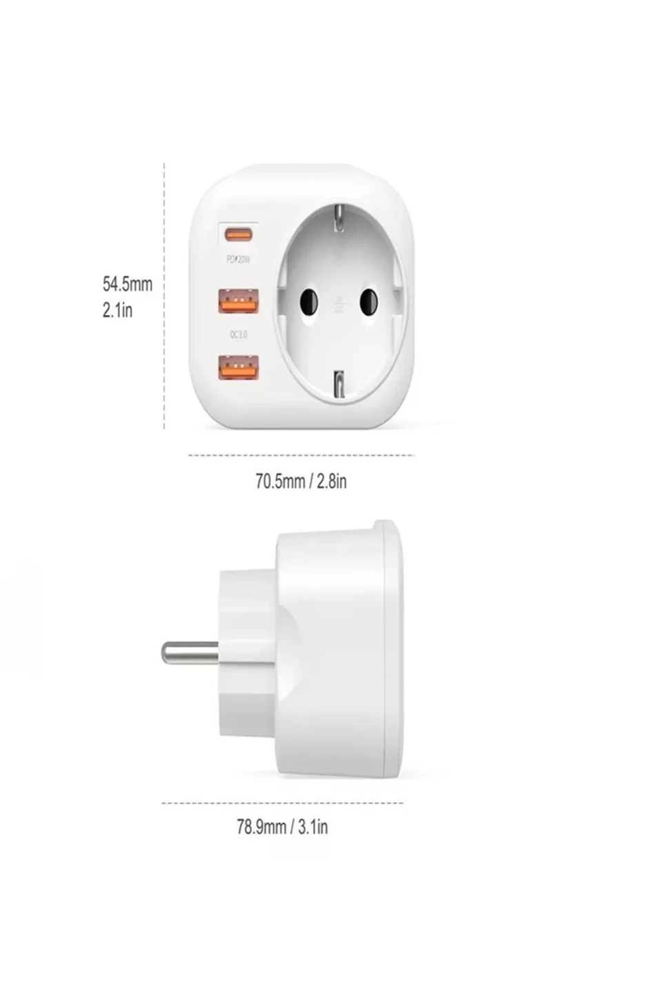 Ac-115 2500w 3.4a 2usb 1type-c 1soket Akım Korumalı Şarj Adaptörü