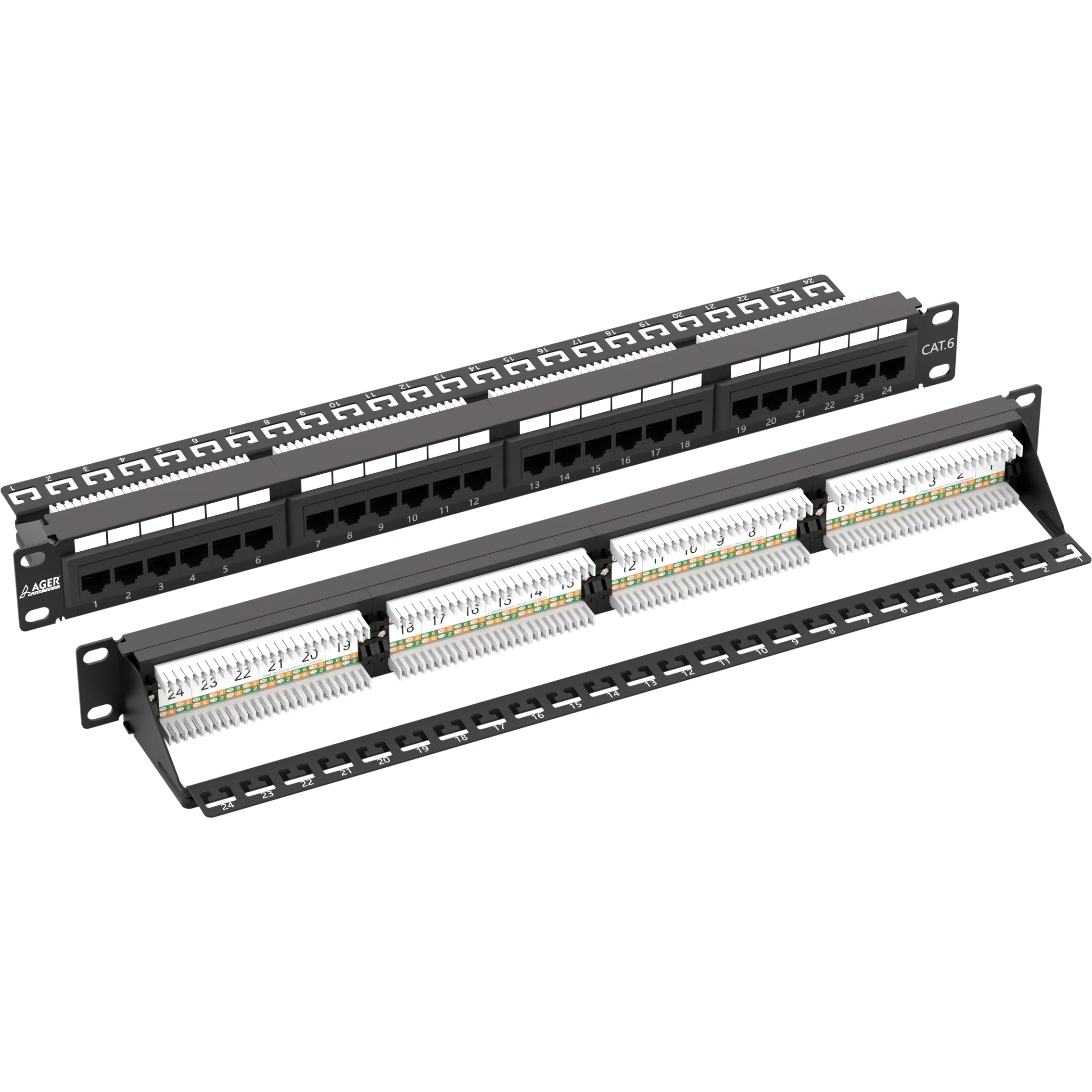 AC-611-24E 8P8C,LSA,ALTIN KONTAK 24 PORT CAT6 DOLU 1U ZIRHSIZ PATCH PANEL