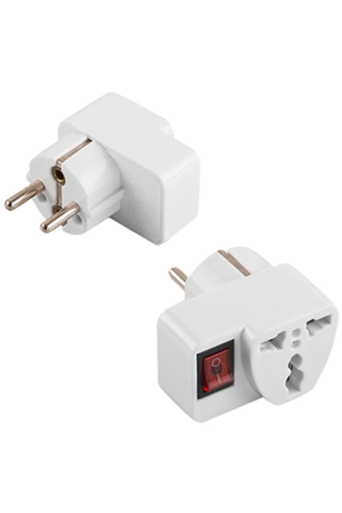 Aç Kapa Düğmeli Ingiliz Fiş Üniversal Kare Tipi Beyaz Priz Çeviri