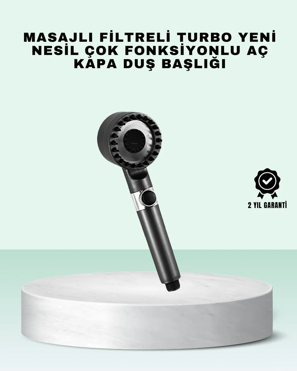 Aç Kapa Tuşlu Filtreli Duş Başlığı Yeni Nesil Tasarım - Su Kalitesi ve Masaj Fonksiyonu ile Konfor