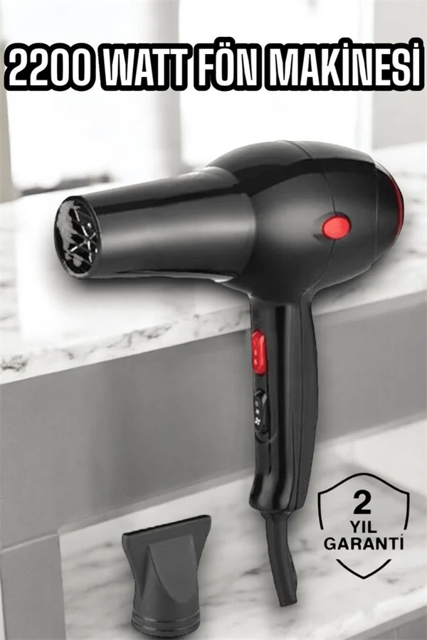 AC Motorlu Saç Kurutma Makinesi - 2200W Soğuk ve Sıcak Üfleme Özelliği