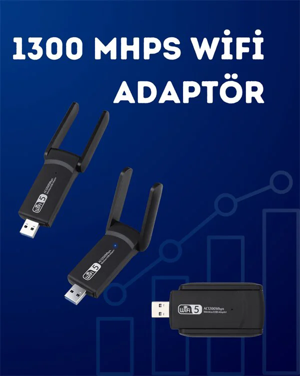 AC1200 USB WiFi Adaptör – 1200 Mbps Hızlı Kablosuz Ağ Kartı