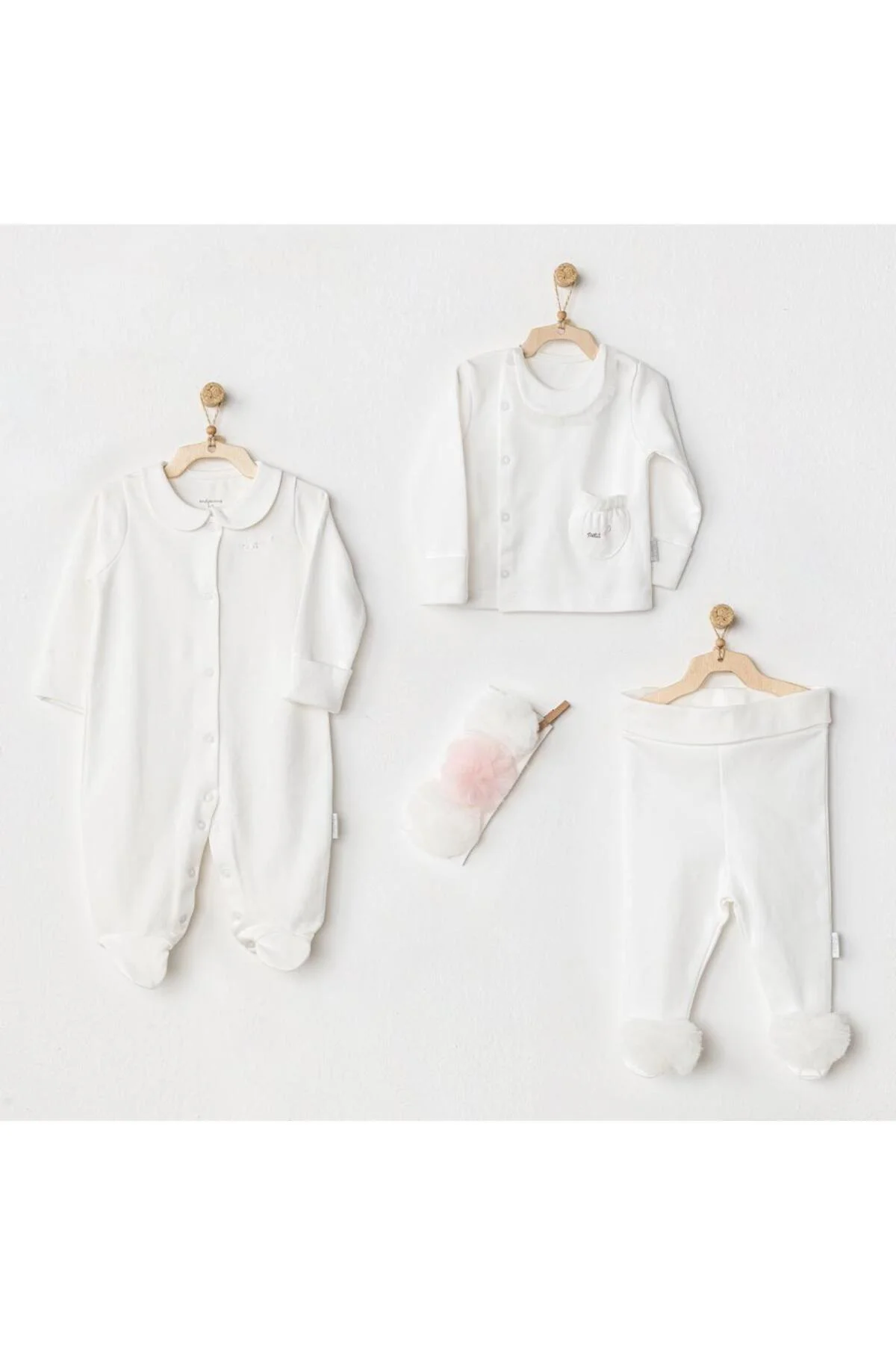 AC24501 Petit Love Newborn Tüllü 4 Parça Set Ekru