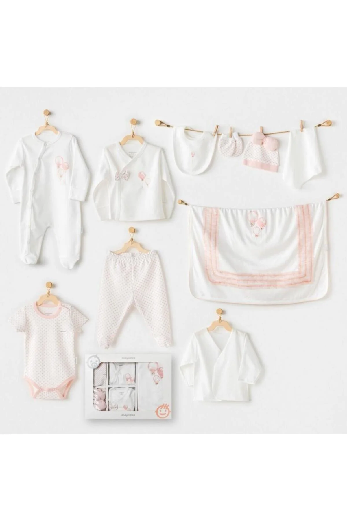 AC25551 Newborn Set Pınk Baloons 10'Lu Hastane Çıkışı Ekru