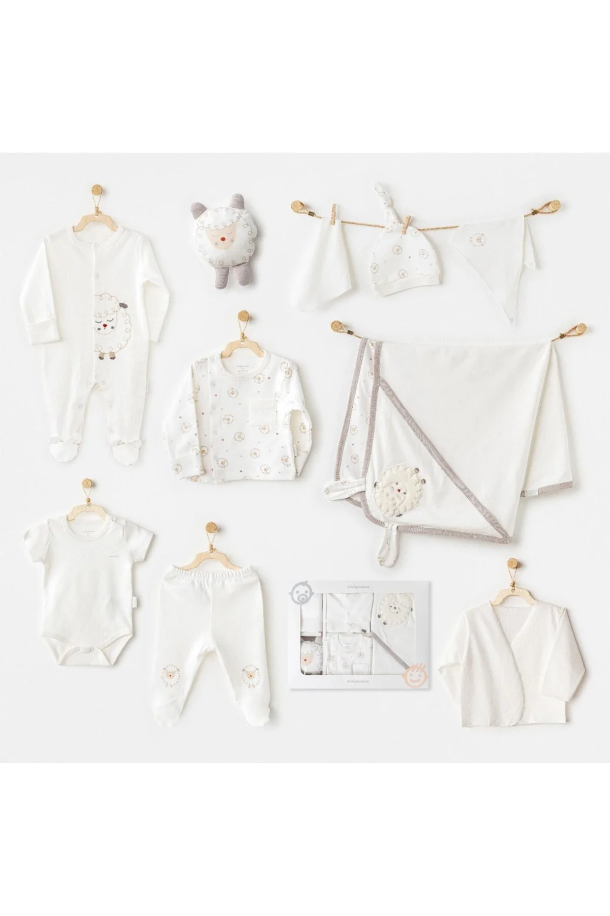AC25561 Newborn Set Tinny Ships 10'Lu Hastane Çıkışı Ekru