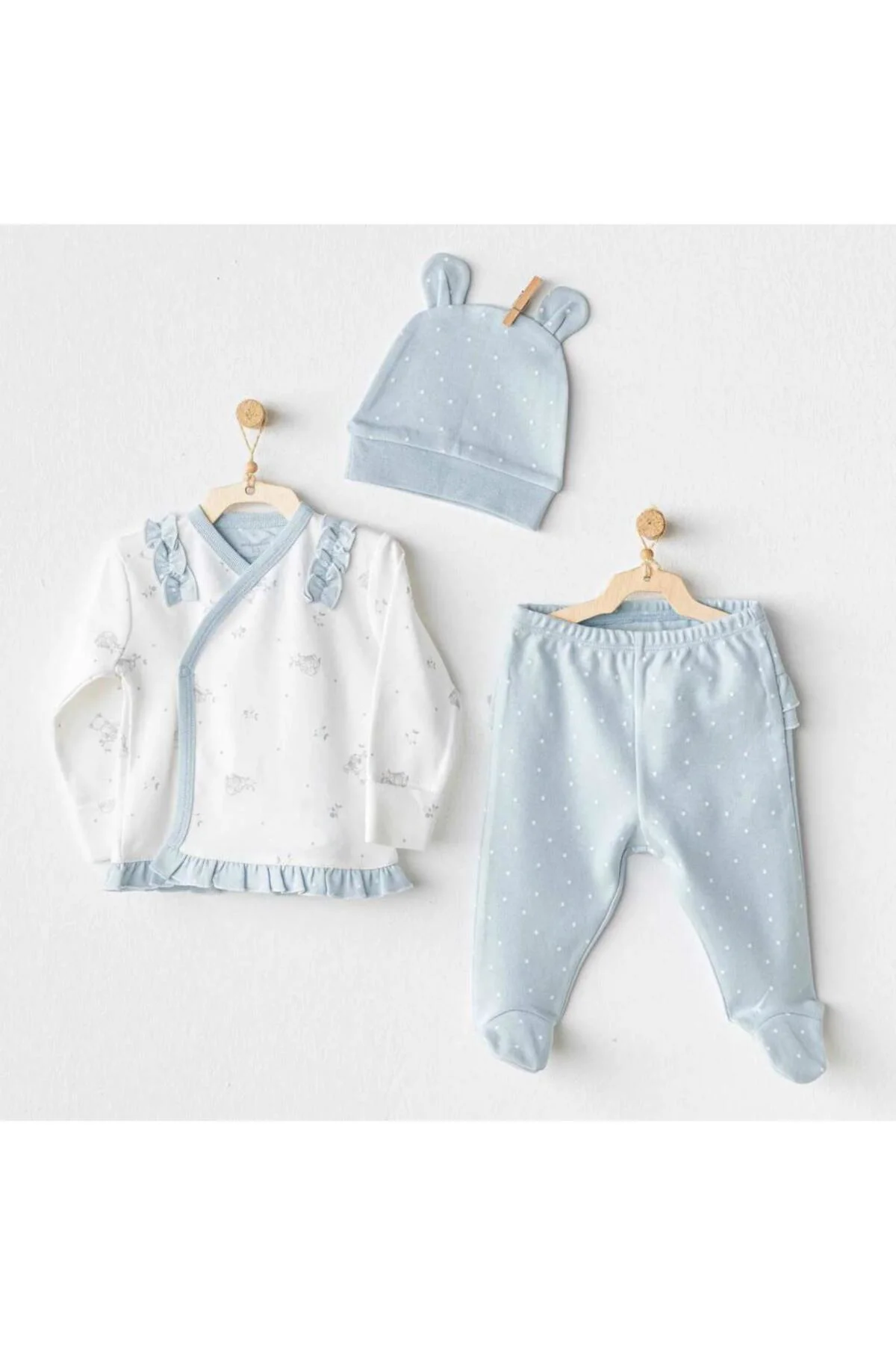 AC25646 Bunny Bear 3'Lü Zıbın Set Blue