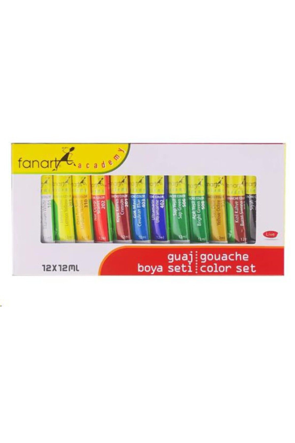 Fanart Academy 12X12ml Guaj Boya Set / 3500.S12