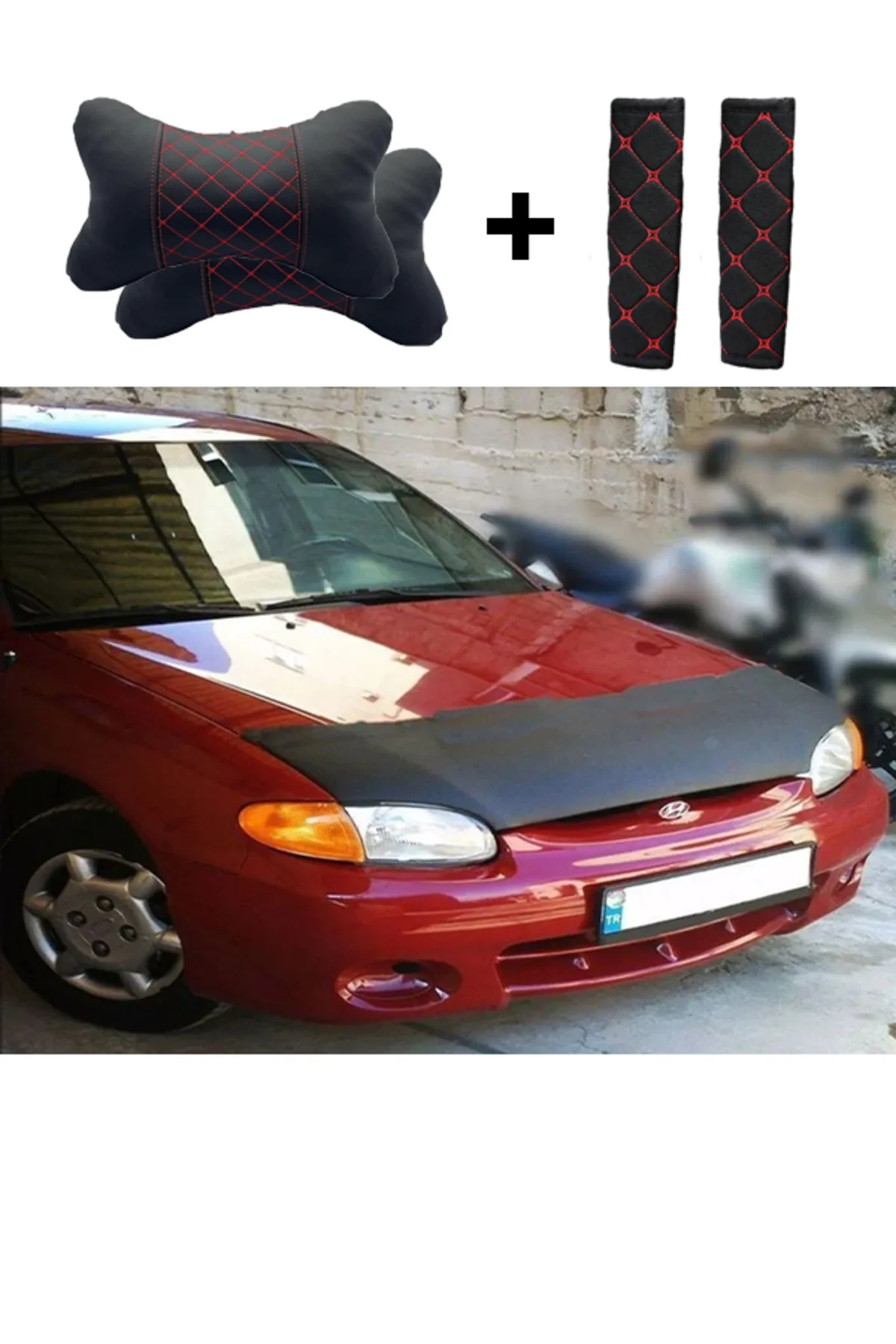 Accent Yumurta Kasa Lüks Maske Kırmızı Nakış Kapitone Yastık-Kemer Setli Accent Yumurta Kasa Lüks Maske Kırmızı Nakış Kapitone Yastık-Kemer Setli