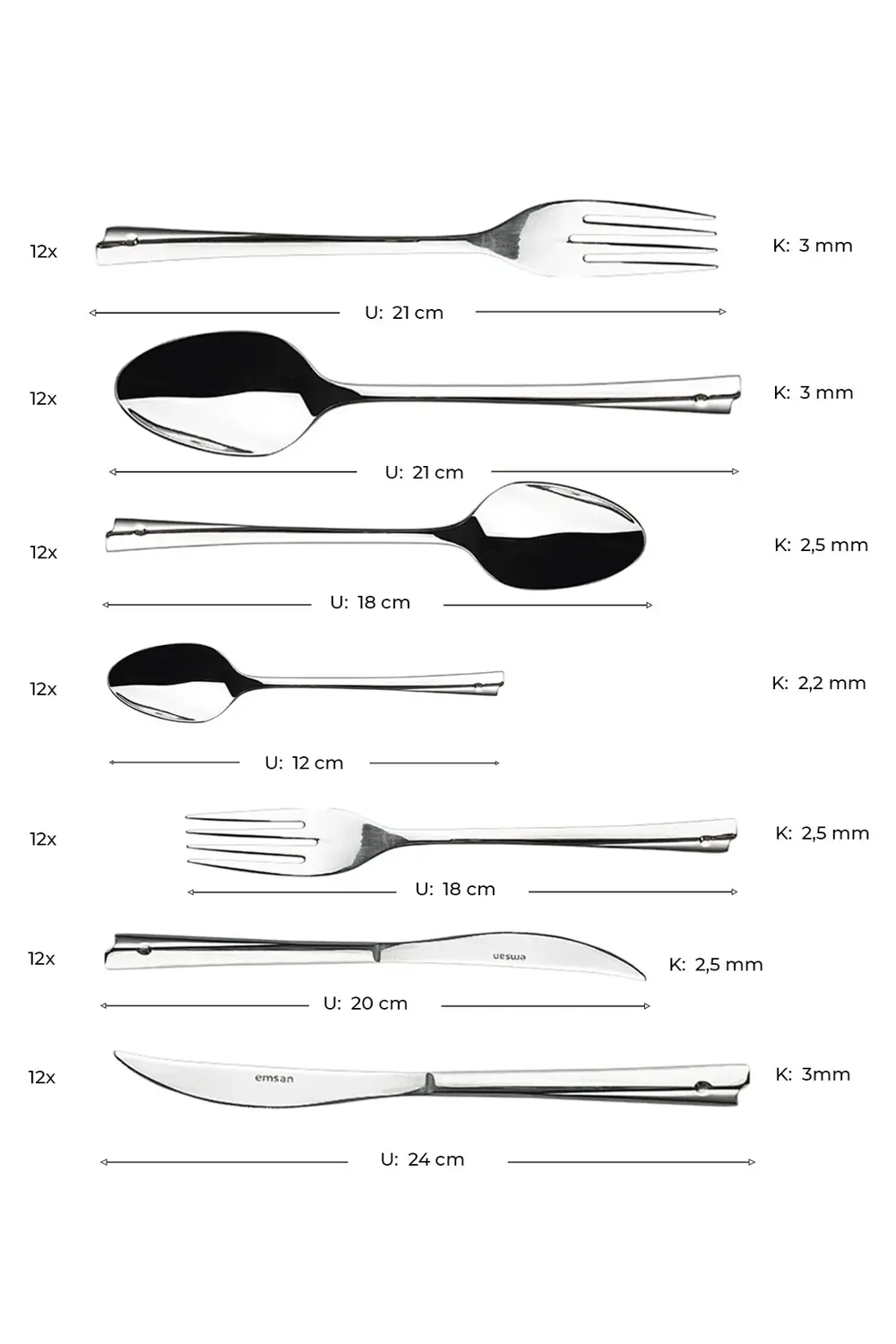 Accura 84 Parça 12 Kişilik Lüks Kutulu Çatal Kaşık Bıçak Seti