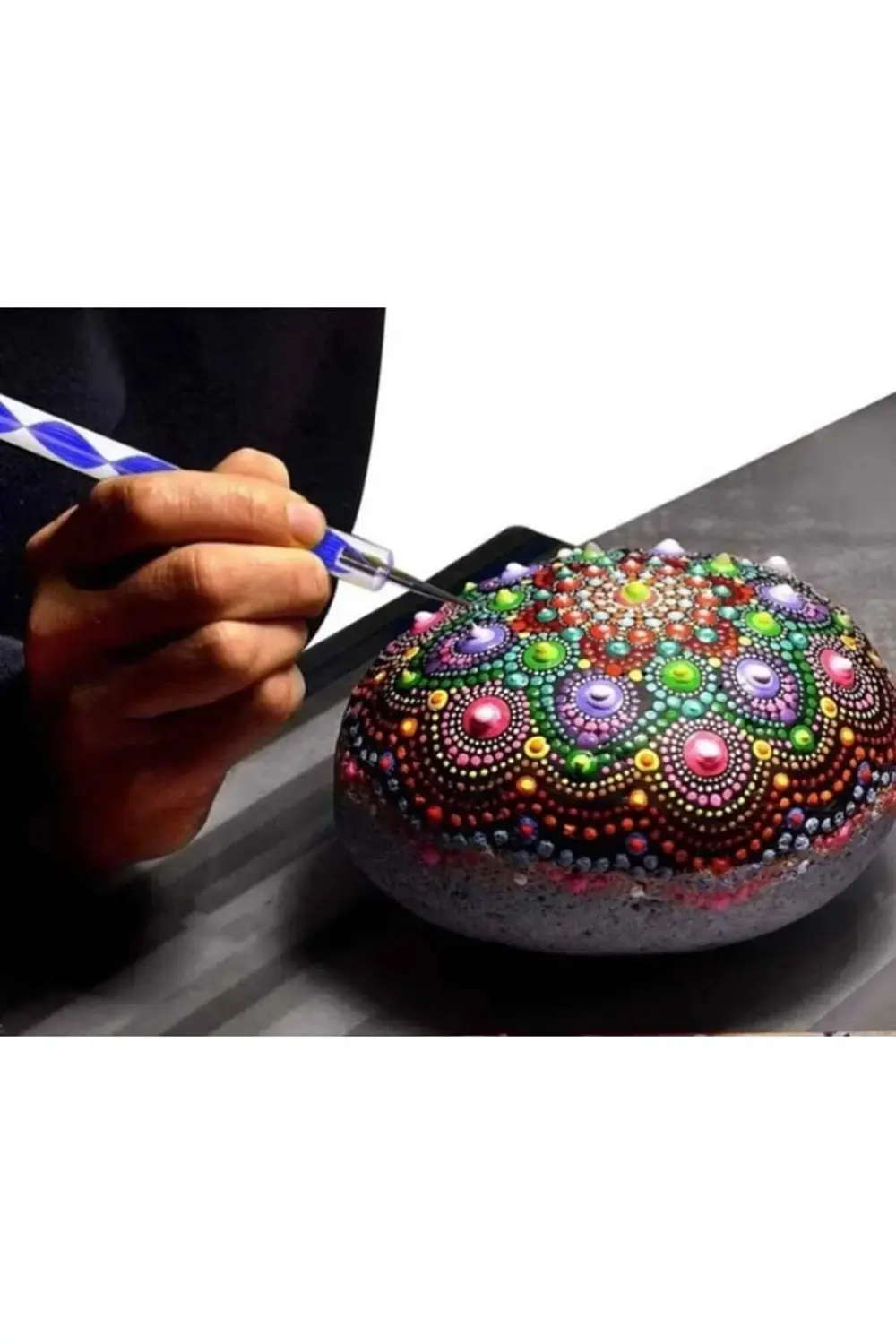 acelya Fabric Dot Taş Görünümlü Ahşap 10 * 10 cm Star Shop Trend