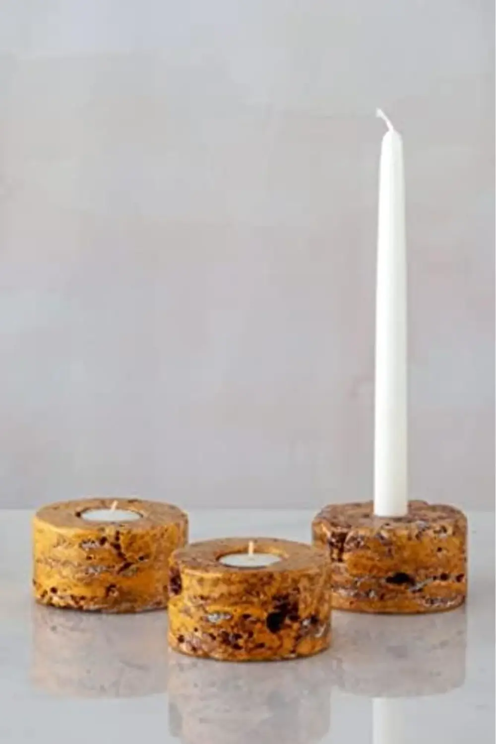 acelya Trrten Mermer Şamdan Mumluk 3lü Set Golden Star Shop Trend