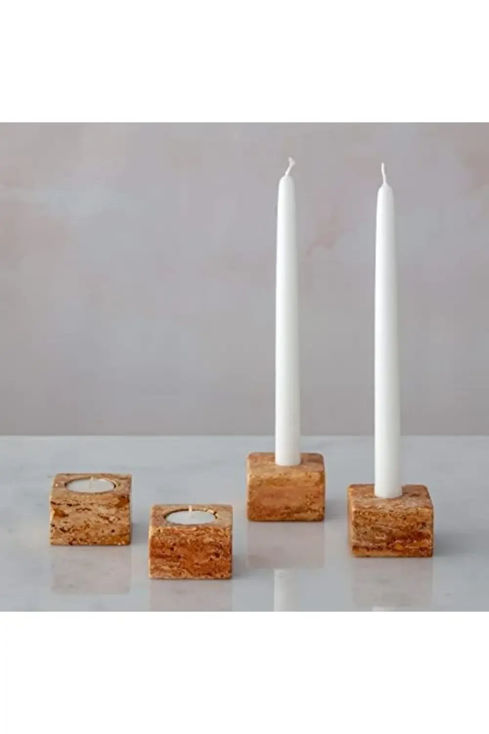 acelya Trrten Mermer Şamdan Mumluk 4lü Set Fuego Star Shop Trend