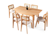 Açelya Zion Ağaç Açılır Yemek Masa Sandalye Takımı 70x110