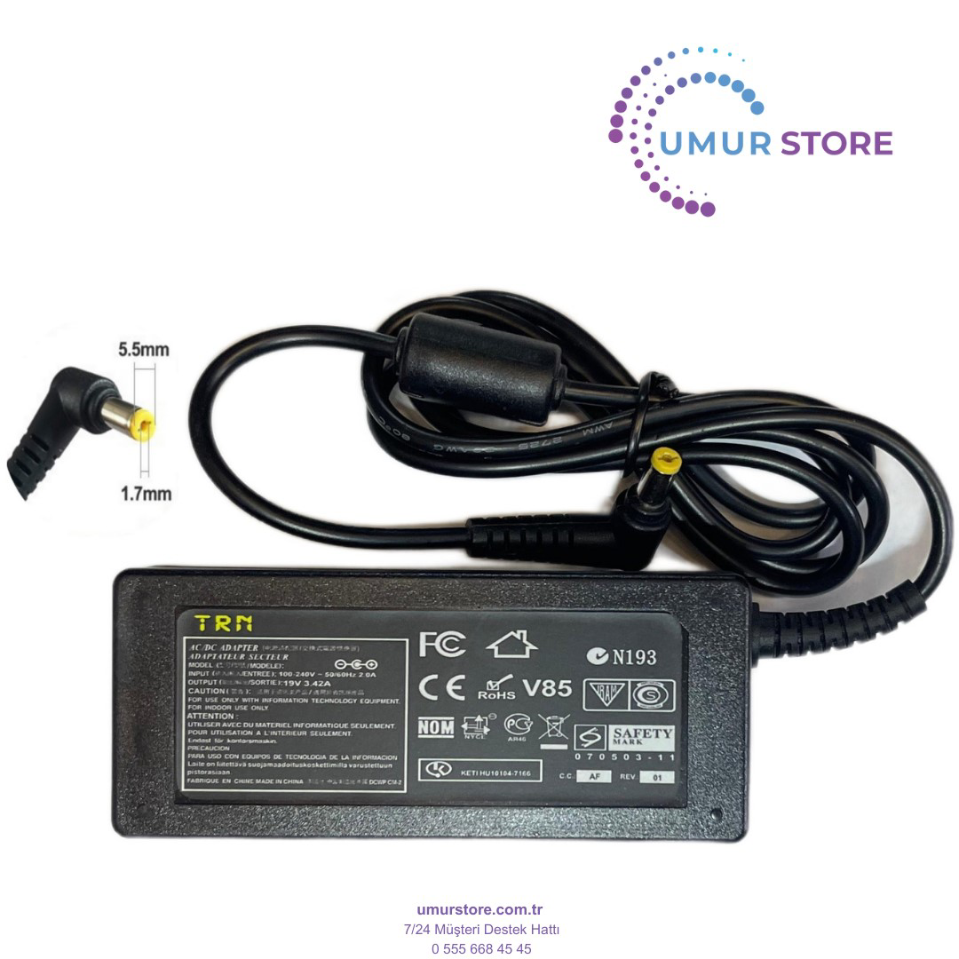 Acer ADP-65VH B 5.5x1.7mm Notebook Adaptörü Acer ADP-65VH B 5.5x1.7mm Notebook Adaptörü