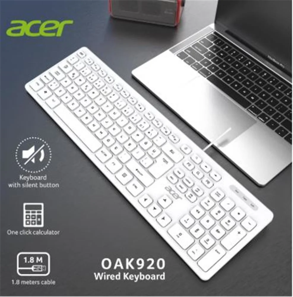 Acer OAK920 Q Usb Beyaz 1.8mt Kablolu Klavye-Tek Tuş Hesap Makina