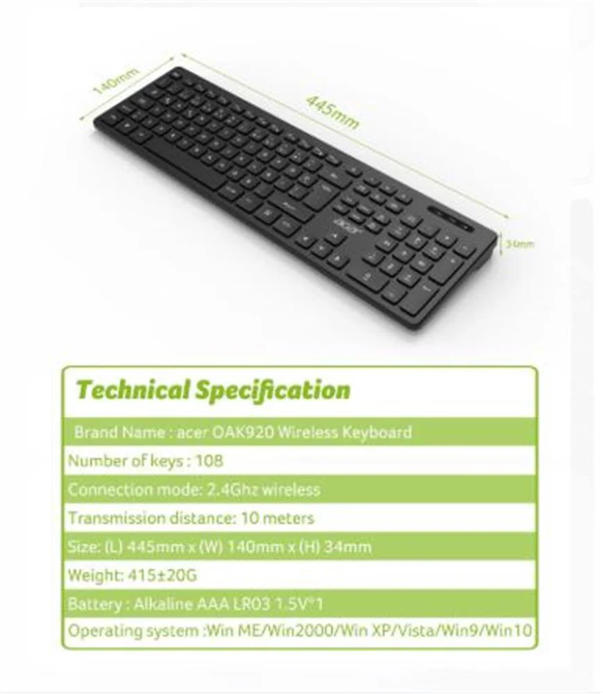 Acer OAK920 Q Usb SİYAH 1.8mt  Kablolu Klavye-Tek Tuş Hesap Makin