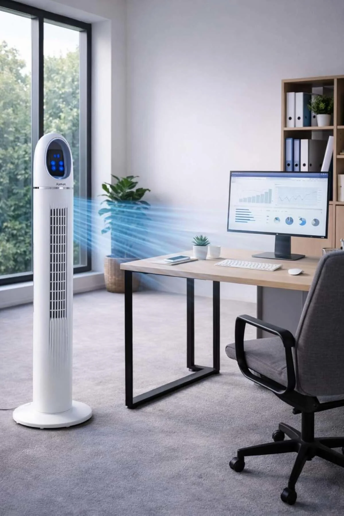ACFN 45İnç Kule Tipi Vantilatör | 45W Güçlü Motor, 3 Kademeli Hız, Salınımlı, Zamanlayıcılı Tower Fa
