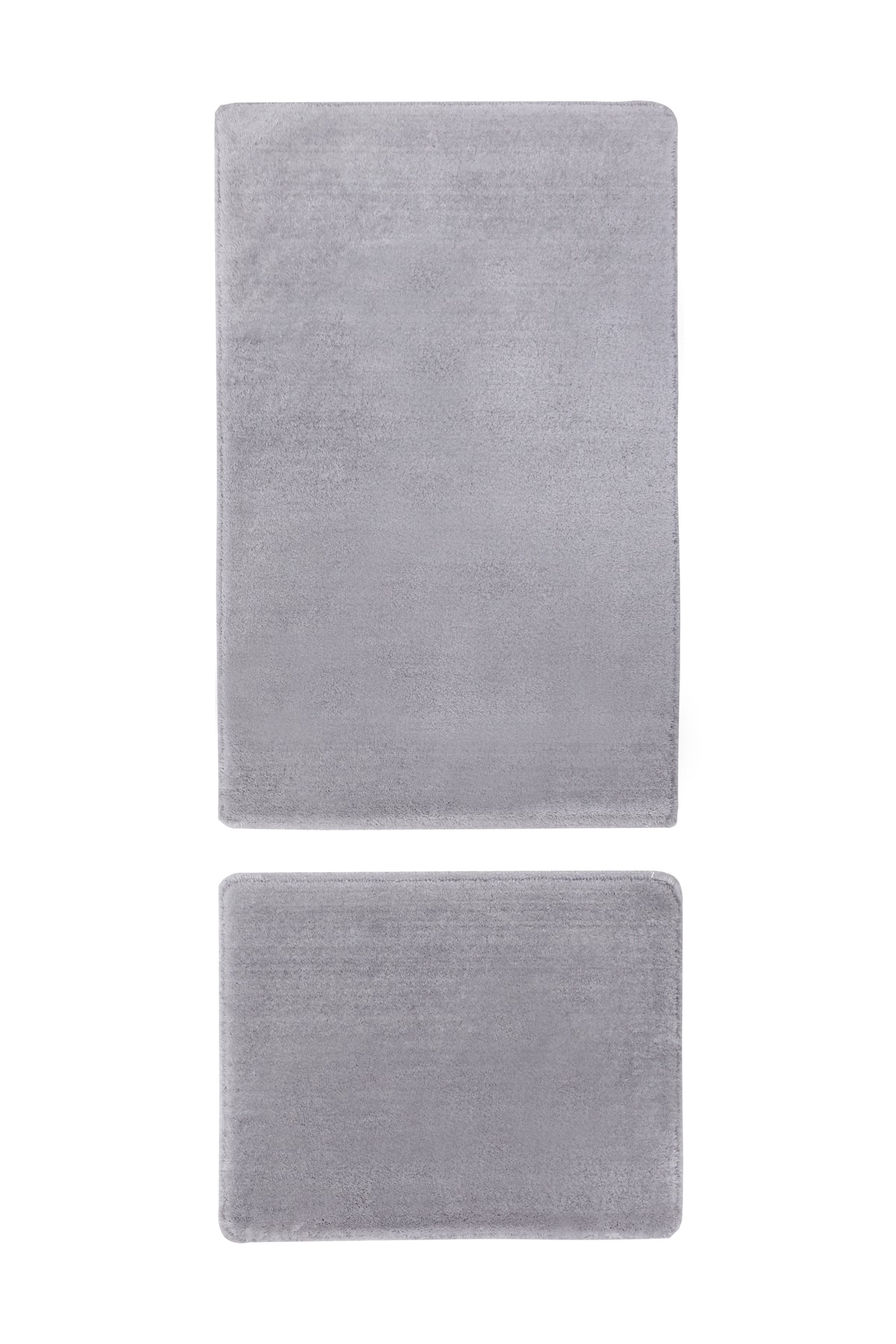 Açık Gri Ikili Banyo Paspası Klozet Takımı Post Dokuma Peluş Halı