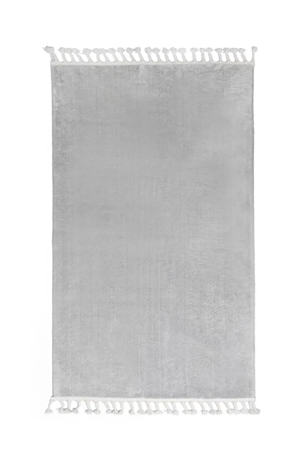 Açık Gri Post Dokuma Halı Saçaklı Peluş Yumuşacık Kaymaz Antibakt