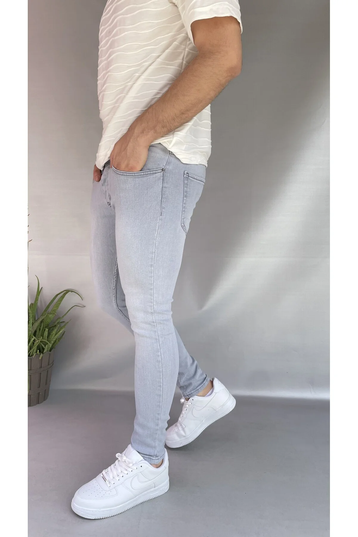 Açık Gri Skinny Jean