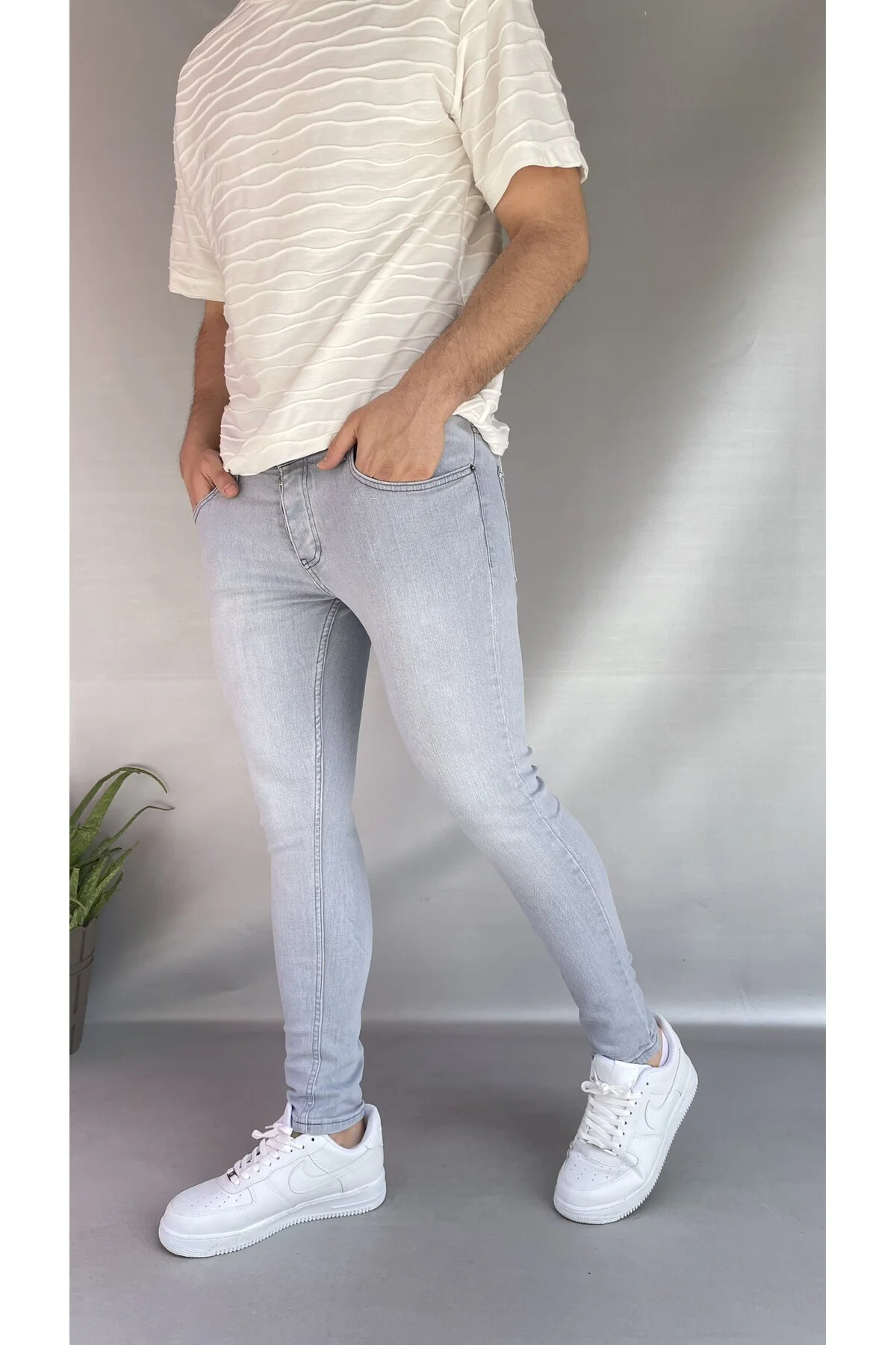 Açık Gri Skinny Jean