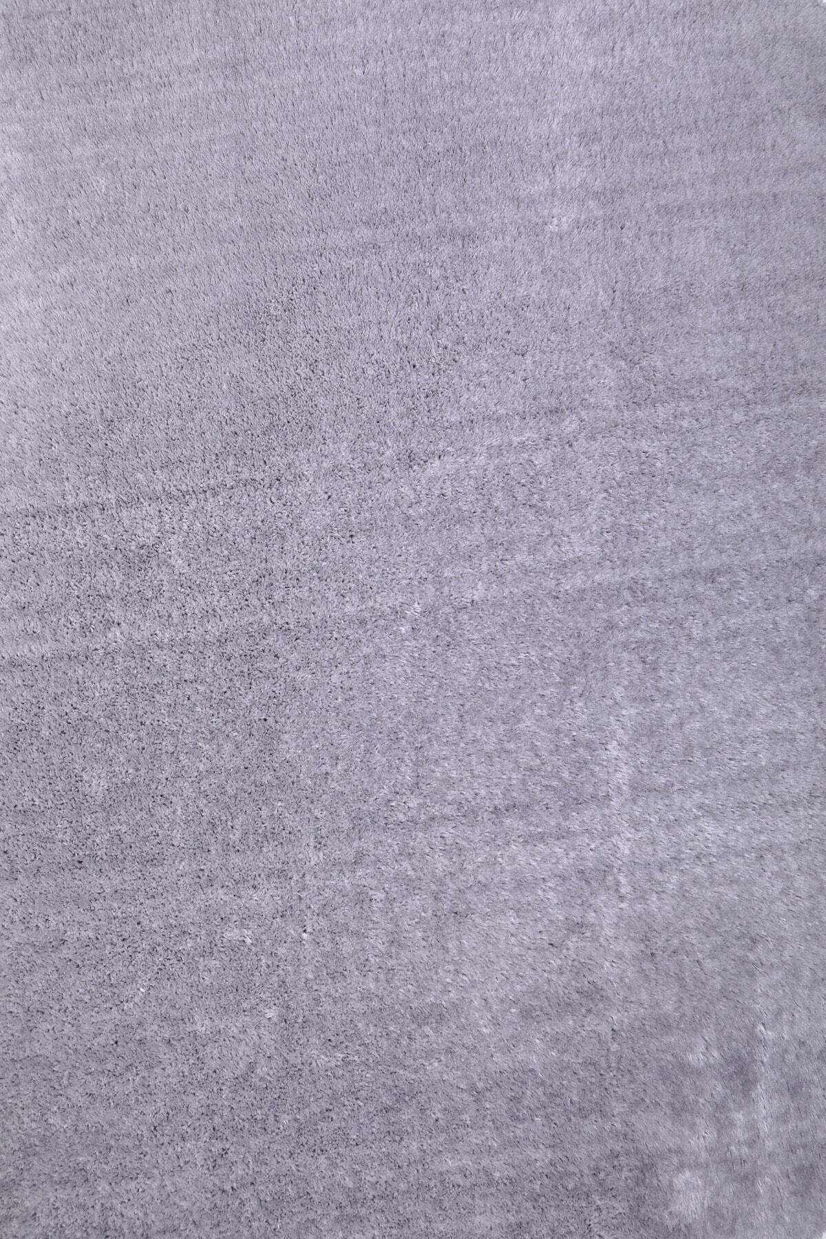 Açık Gri Yuvarlak Post Dokuma Halı Peluş Tavşan Tüyü Hissi Antibakteriyel 150X150