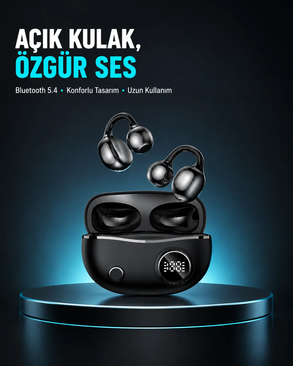 Açık Kulak Bluetooth Kulaklık 5.4 APTX Destekli Ergonomik Tasarım Açık Kulak Bluetooth Kulaklık 5.4 APTX Destekli Ergonomik Tasarım