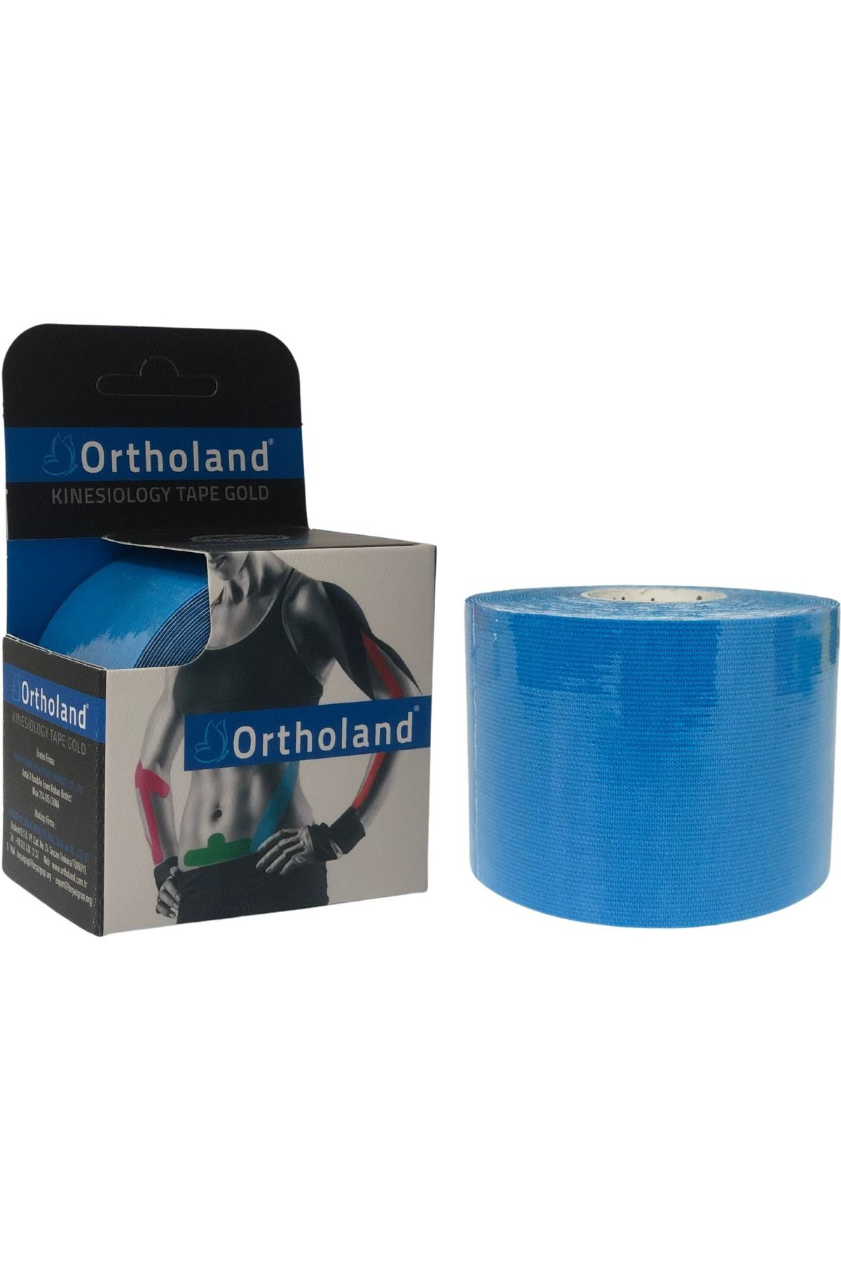 Ortholand Açık Mavi Renk Kinesi Band,Sporcu Kas Ağrı Bandı,Kinezyo Tape
