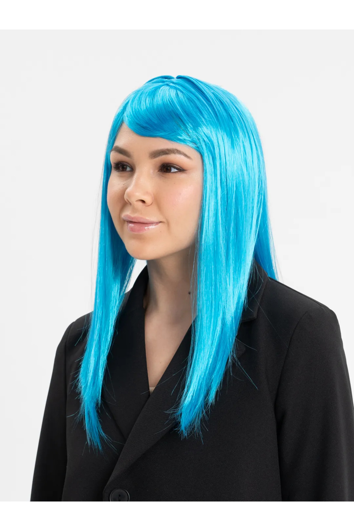 Ok Aksesuar Açık Mavi Renk Uzun Düz Parti Peruğu Go50608364780