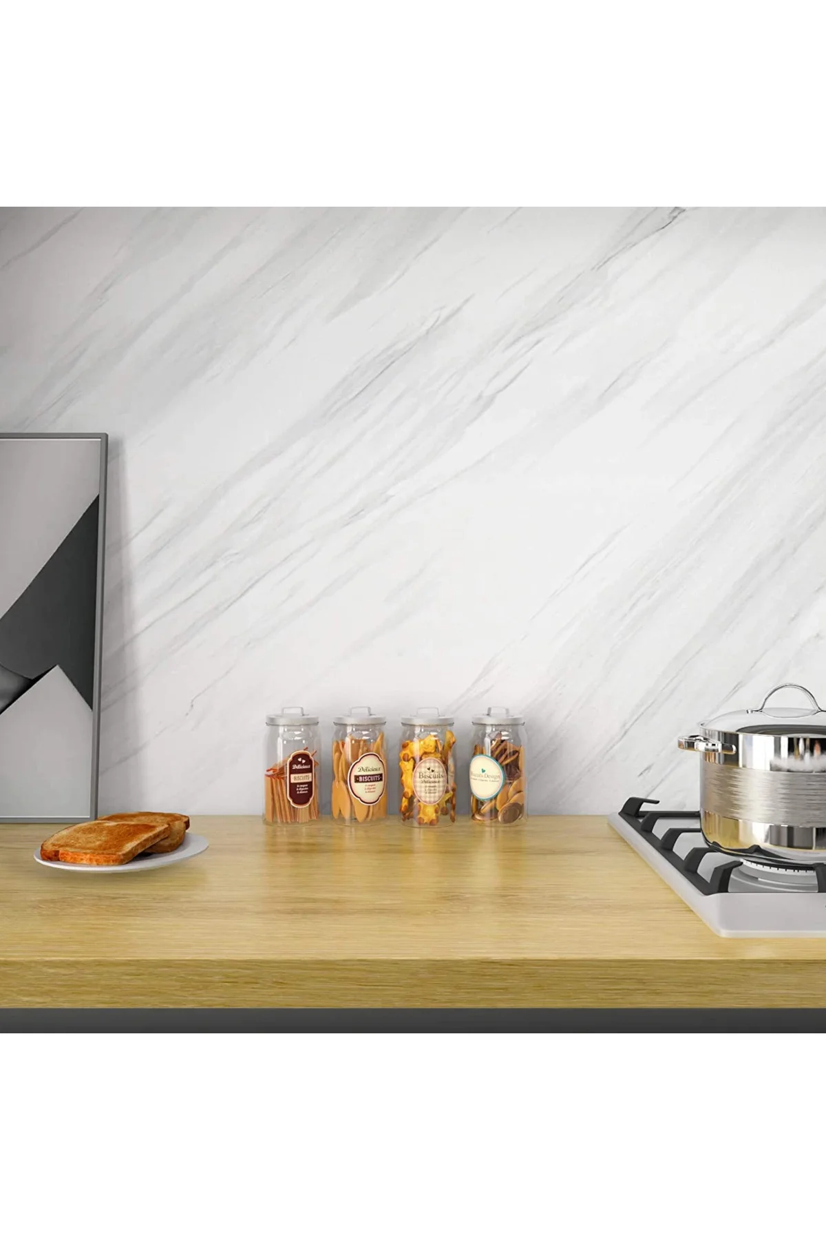 Açık Mermer Desenli Yapışkanlı Kaplama Kağıdı Büyük Boy 5 Metre -