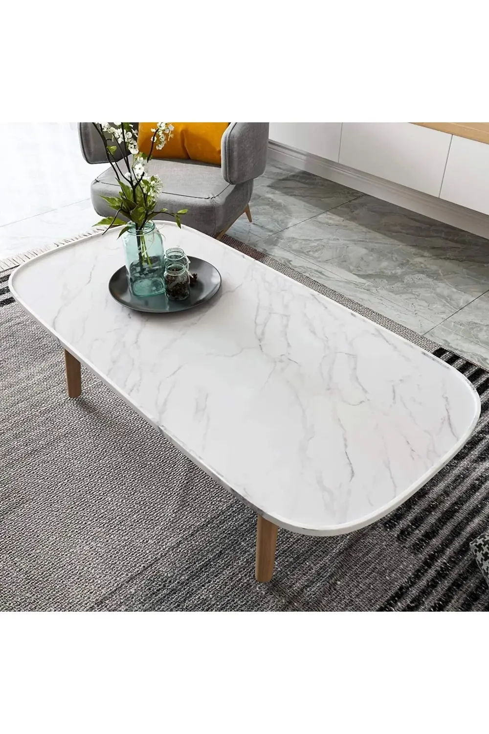 Açık Mermer Desenli Yapışkanlı Kaplama Kağıdı Büyük Boy 5 Metre