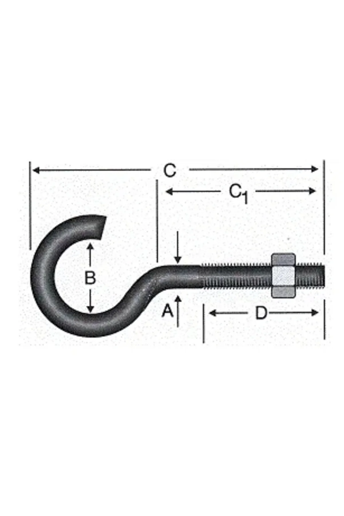 Açık Metrik Kanca M5 / 21x80 - 100 Adet