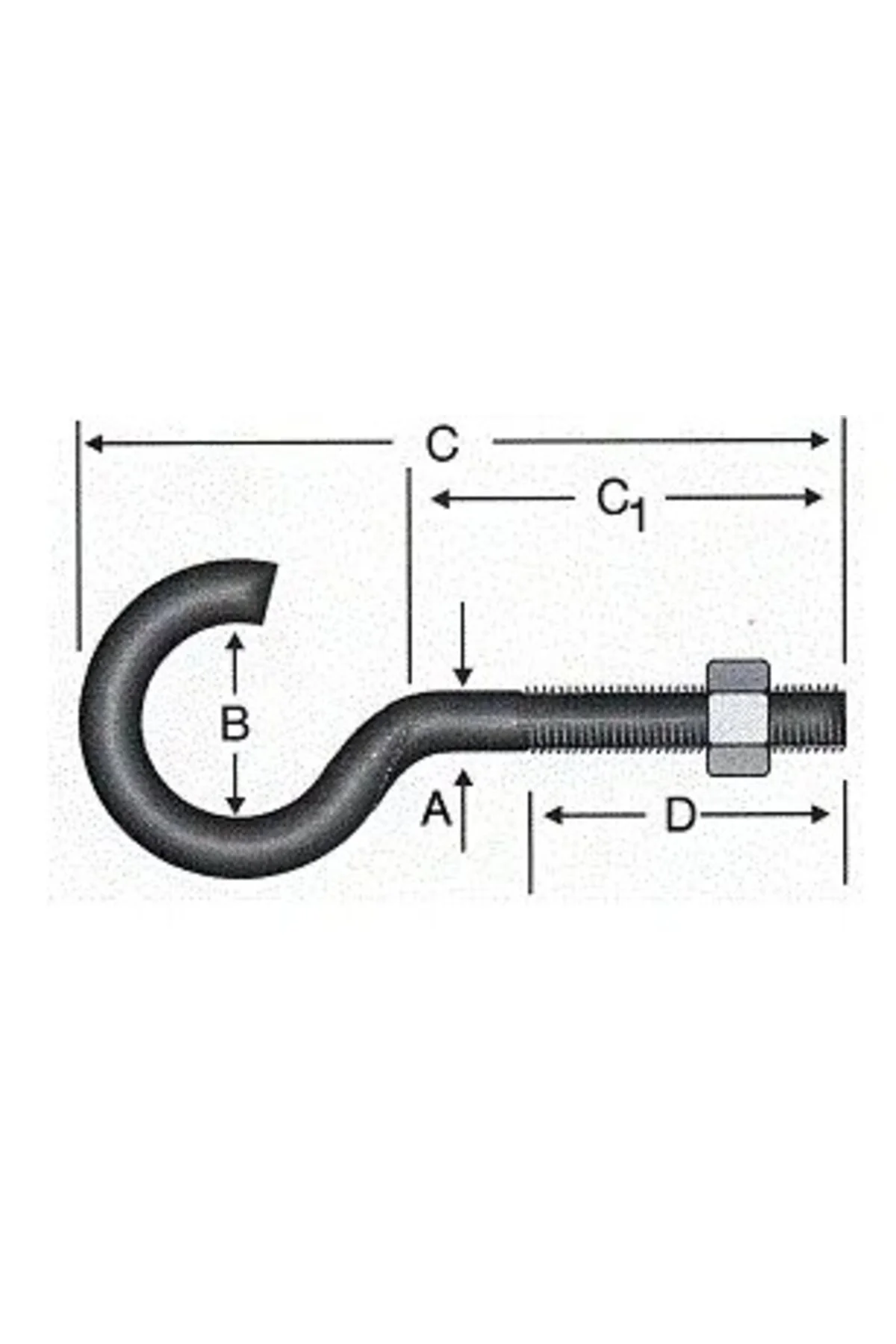 Açık Metrik Kanca M5 / 21x100 - 100 Adet