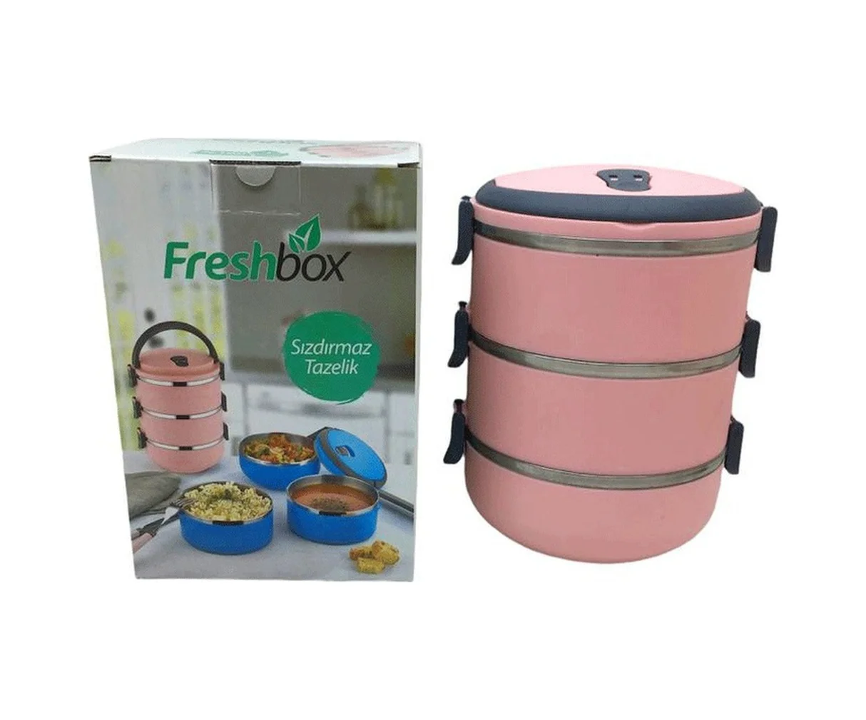 Açık Pembe 3lü Sefer Tası Saklama Kabı 1.8lt 5224 Diğer