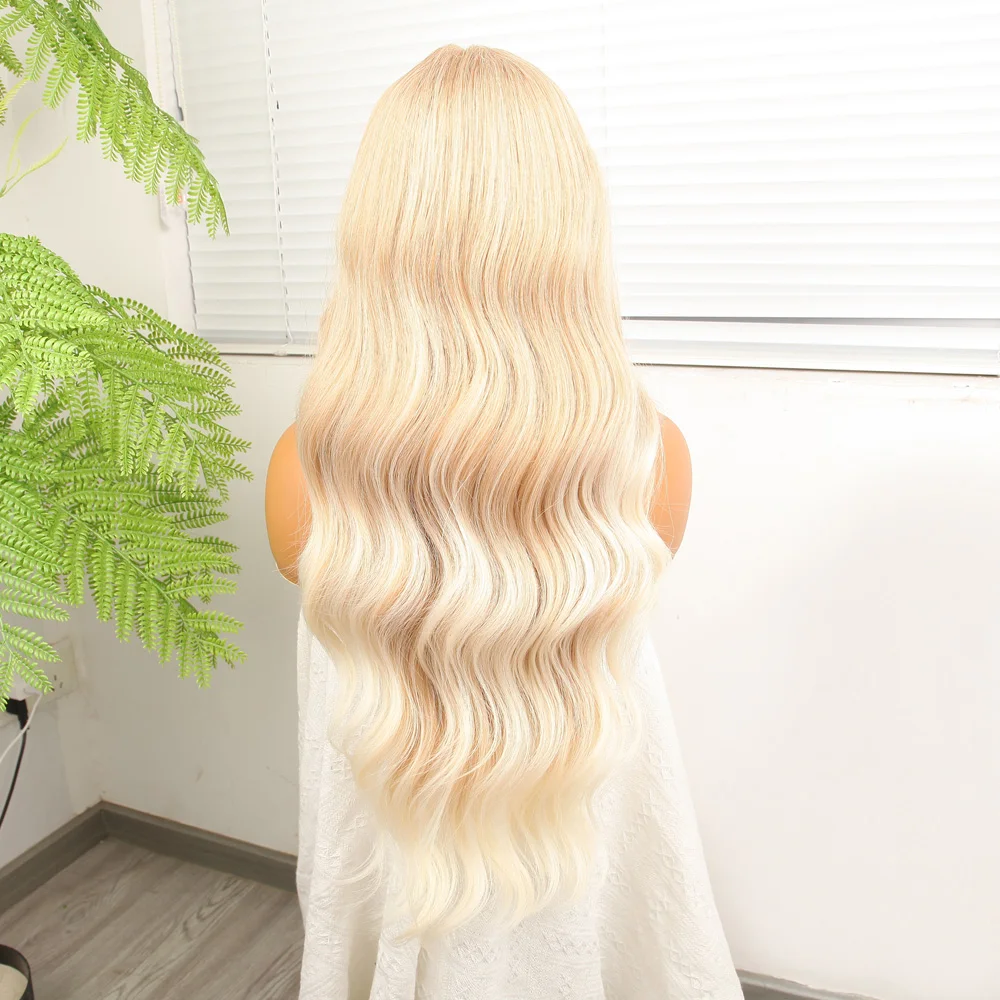 Açık Rus Kumralı Beyaz Platin Ombre Fiber Sen Tül Peruk