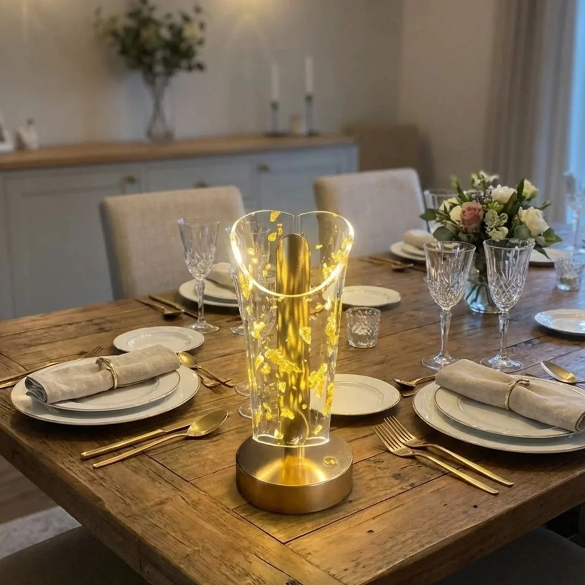 Açık Silindirik Kristal Altın Toz Model Led Masa Lambası – Gold Tabanlı, Dokunmatik, 3 Renk Işık Modlu, Şarjlı Modern Dekoratif Gece Lambası Bx40 Fiyatı, Yorumları ve Özellikleri