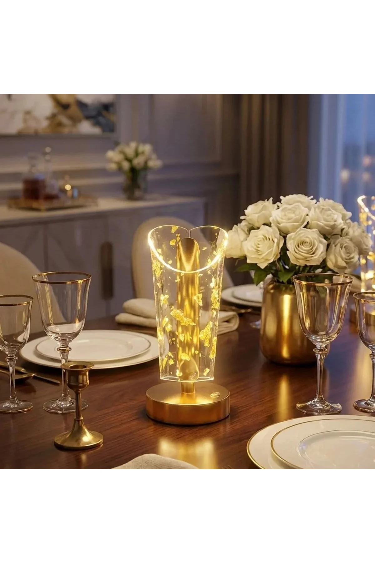 Açık Silindirik Kristal Altın Toz Model LED Masa Lambası – Gold Tabanlı, Dokunmatik, 3 Renk Işık Mod Açık Silindirik Kristal Altın Toz Model LED Masa Lambası – Gold Tabanlı, Dokunmatik, 3 Renk Işık Mod