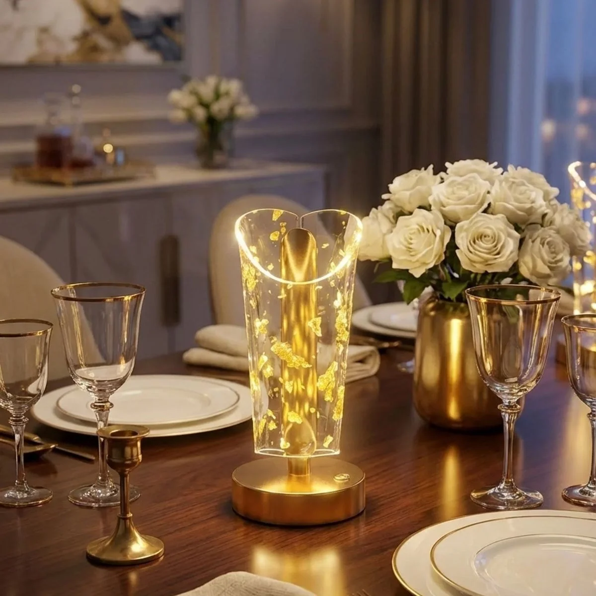 Açık Silindirik Kristal Altın Toz Model Led Masa Lambası – Gold Tabanlı, Dokunmatik, 3 Renk Işık Modlu, Şarjlı Modern Dekoratif Gece Lambası Bx40 Fiyatı, Yorumları ve Özellikleri