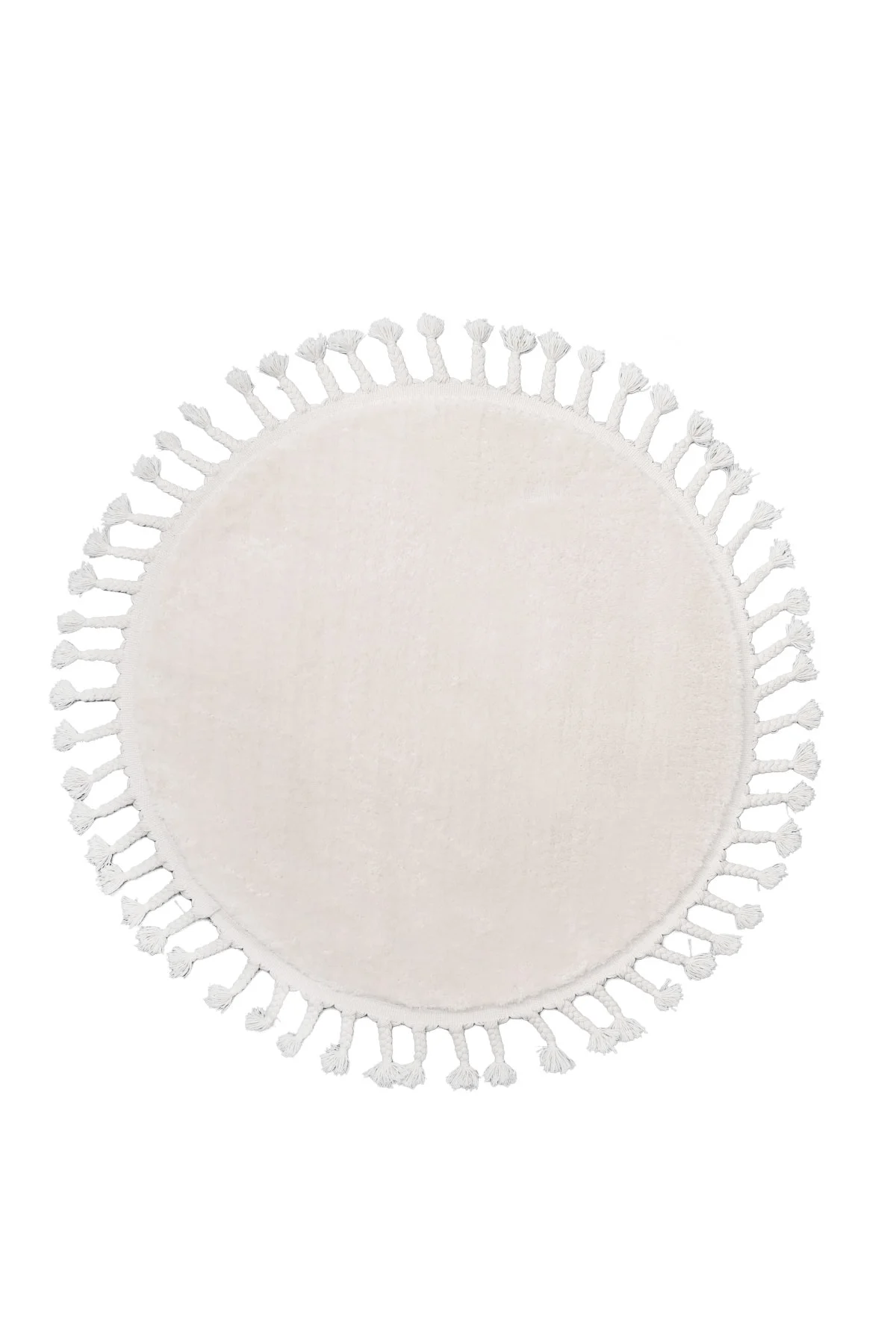 Açık Vizon Yuvarlak Post Peluş Halı Antibakteriyel Banyo Paspası 80x80