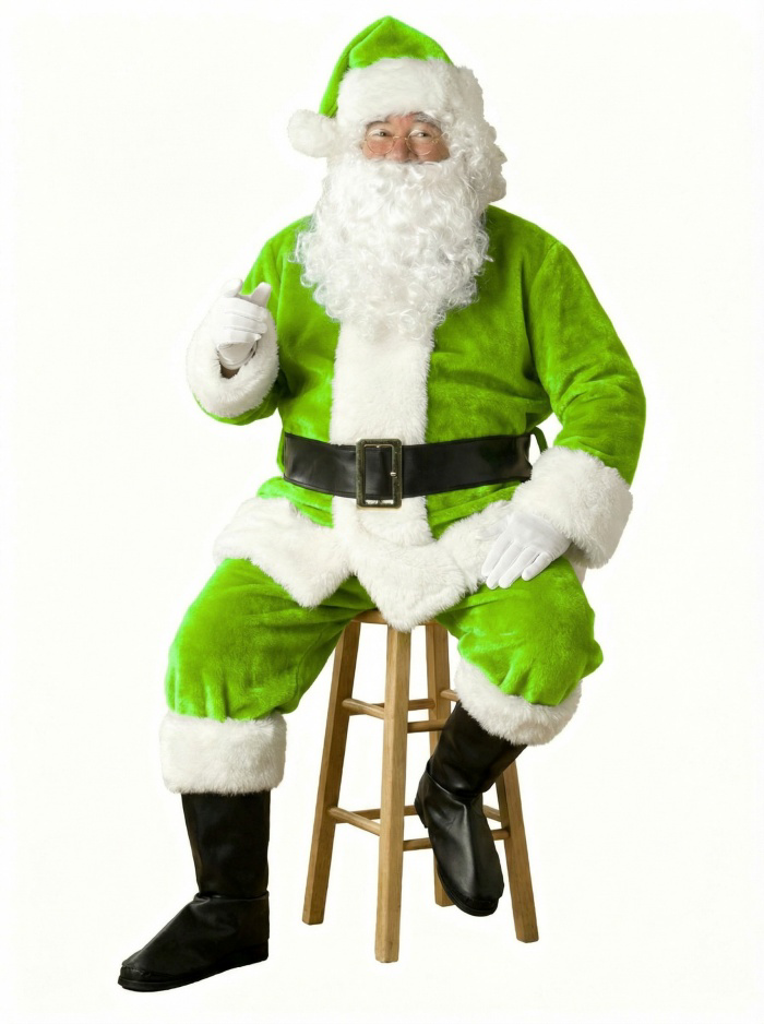 Açık Yeşil Noel Baba Kostümü Yetişkin Açık Yeşil Noel Baba Kostümü Yetişkin