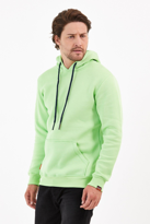 Açık Yeşil Renk Kanguru Cepli Kapüşonlu Sweatshirt 1205 - AÇIK YE