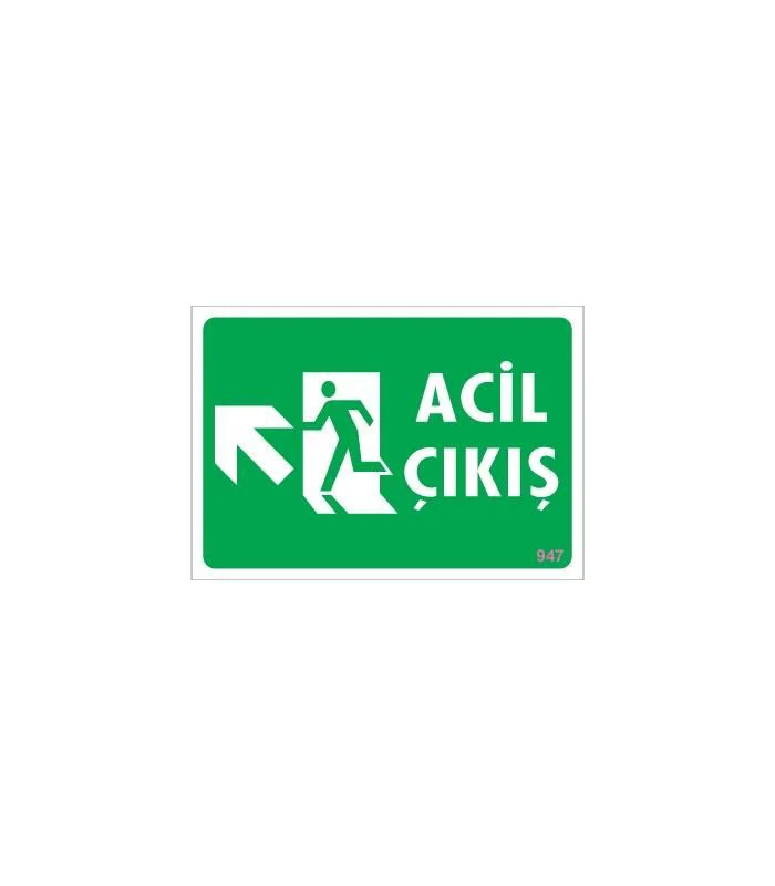 Acil Çıkış Uyarı Levhasi 25x35 KOD: 947 Fiyatı, Yorumları ve Özellikleri