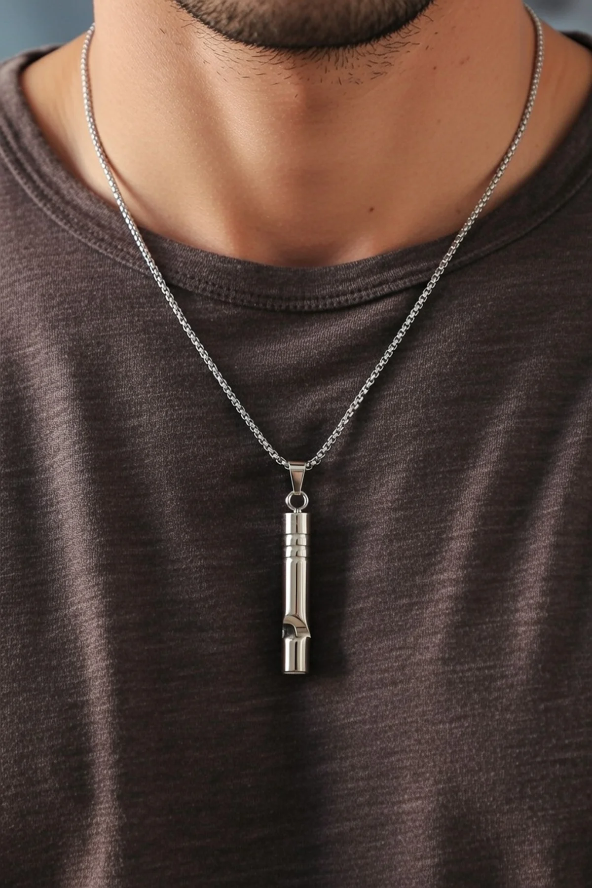 Acil Durum Düdüğü 316L Çelik Kararma Yapmaz Yüksek Desibel Kolye Unisex