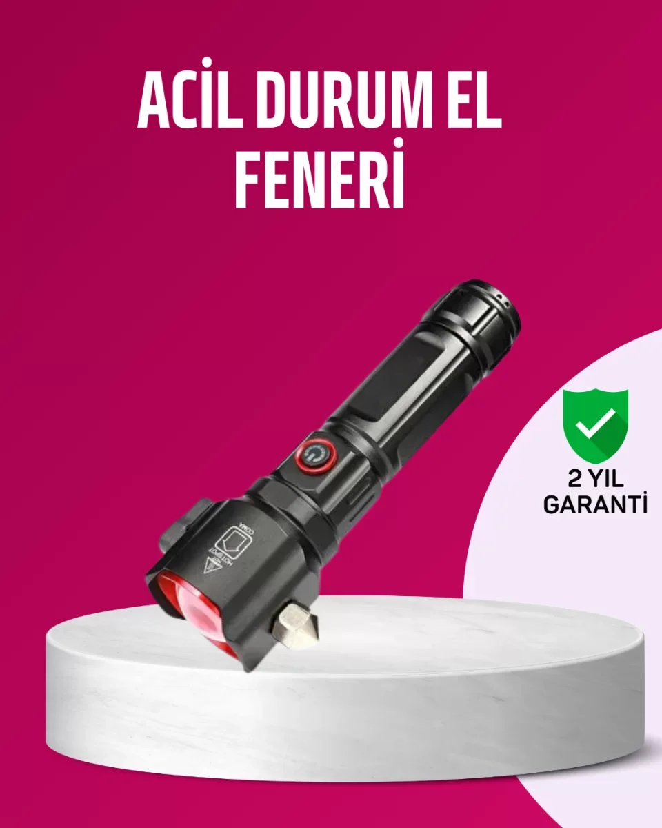 Acil Durum El Feneri Çekiç ve Pusula Özellikli Güçlü Işık - Lisin