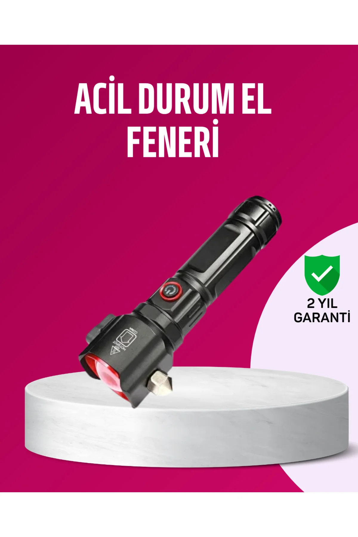 Acil Durum El Feneri Çekiç ve Pusula Özellikli Güçlü Işık